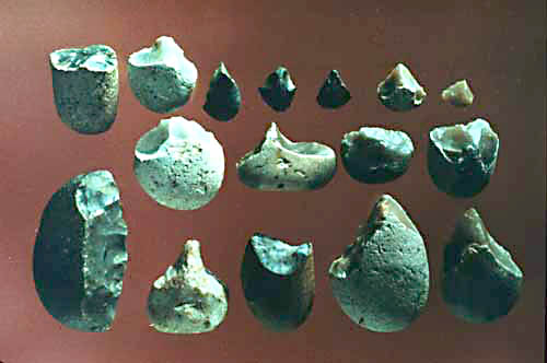 m) Jabeekian pebble tools